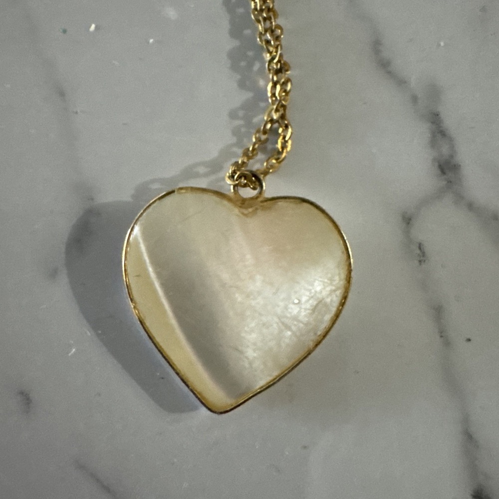 2.333 Vintage necklace, 10K gold plating, chain, mother-of-pearl pendant, coral - Picture 5 of 9